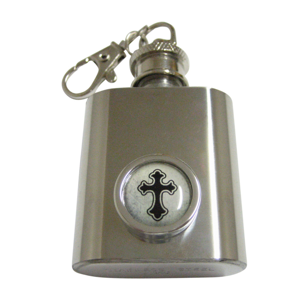Bordered Gothic Cross 1oz Keychain Flask - image 1